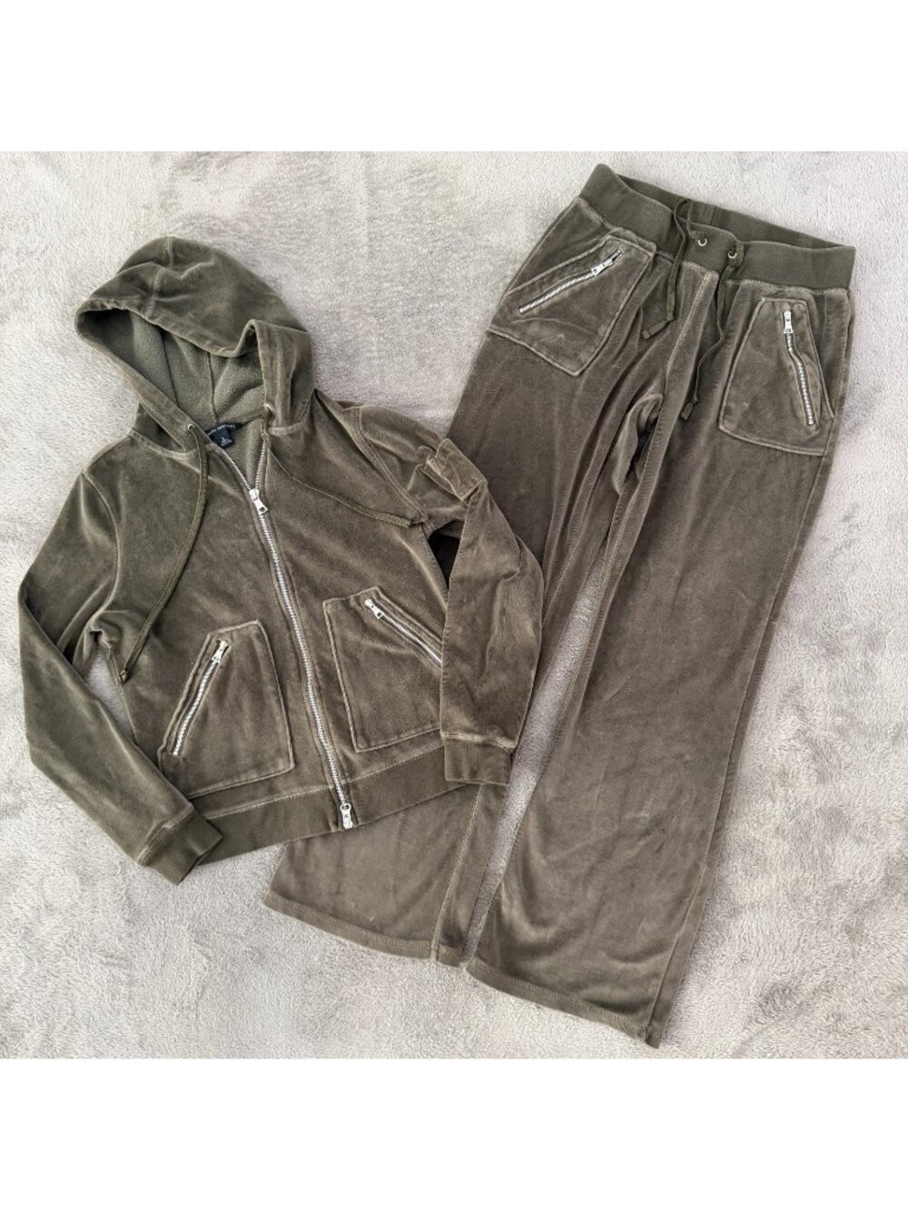 Vintage Y2K Banana Republic Velour Track Suit SMALL Low Rise Flare Pants Jacket
